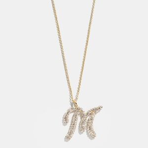 BaubleBar Gold and Crystal Initial "M" Necklace  Gold/Pavé